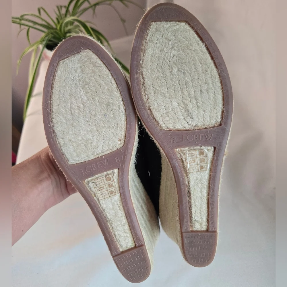 J. Crew Black Canvas Espadrille Wedges